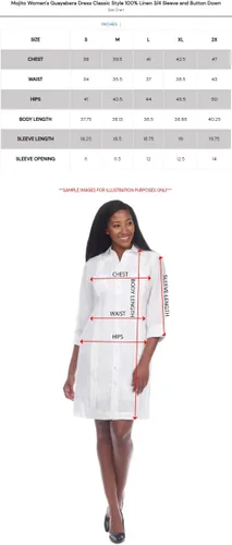 Vista 8 de Mojito - Vestido Guayabera para mujer, estilo clásico, mezcla de lino, manga 34 y botones
