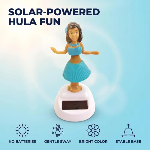 Vista 4 de Decoración de tablero de instrumentos de niña bailarín con energía solar, figuras de colección de juguetes para decoración de interiores de Azul