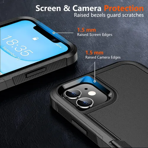 Vista 4 de SPIDERCASE Funda a prueba de golpes para iPhone 11, [protección contra caídas de grado militar de 10 pies], con 2 piezas