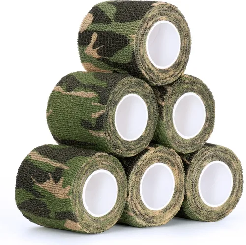 Vista 15 de Cinta envolvente autoadhesiva de camuflaje para protección de 5 cm x 4,5 m. Cinta de camuflaje discreta de tela no tejida. Vendaje elástico