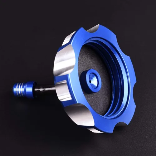 Vista 6 de Billet - Tapa del depósito de combustible de gas con manguera de ventilación para Yamaha Raptor 700 2006-2016, TTR125 2000-2004, para CR85 Azul
