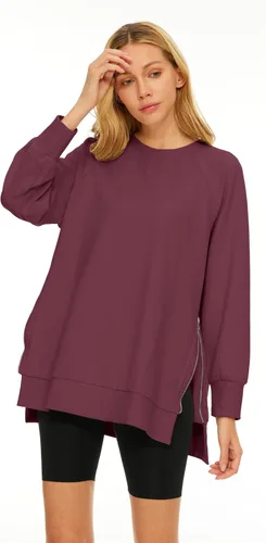 Vista 2 de EFAN Sudaderas de gran tamaño para mujer, manga larga, cuello redondo, sudaderas casuales con capucha 2023, ropa de moda de otoño