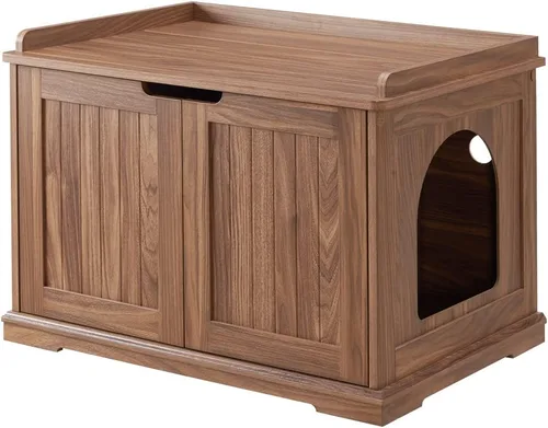 Vista 28 de unipaws Caja de arena para gatos extra grande para cajas de arena automáticas y autolimpiantes, armario alto con estación de carga, casa oculta
