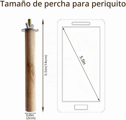 Vista 8 de Tfwadmx Plataforma de madera natural de juguete para pájaros de perca