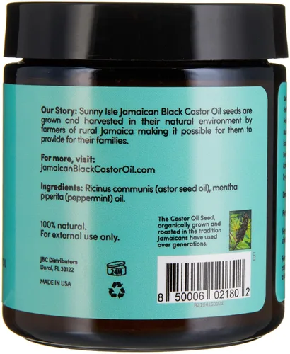 Vista 13 de Sunny Isle Aceite de ricino negro jamaicano con mantequilla pura infundida con aceite de menta 4 oz Cuidado natural del cabello y la piel