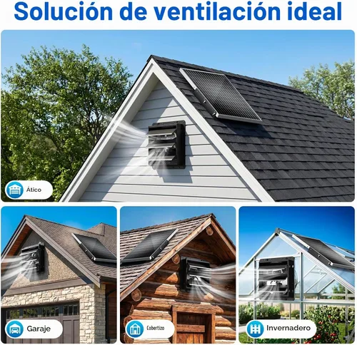 Vista 7 de Hon&Guan Ventilador de escape solar de 10 pulgadas con adaptador de CA, 647 CFM, panel de 30 W, termostato y control de 4 velocidades