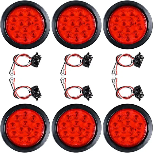 Vista 54 de Kit de tapones de cableado con cubierta de hule para luz trasera LED redonda de 4", 12 ledes, para RV, camioneta