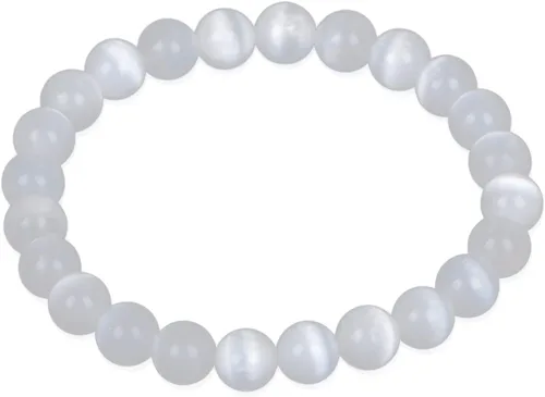 Vista 27 de AD Beads Pulsera elástica de cuentas redondas de piedras preciosas naturales, curación Reiki, 0.315 in Azul aguamarina