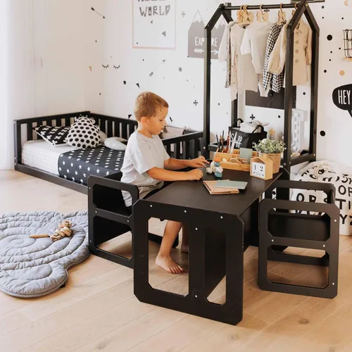 Vista 5 de Juego de mesa y silla para niños pequeños, juego de mesa Montessori para niños, juego de mesa y silla Montessori para niños pequeños