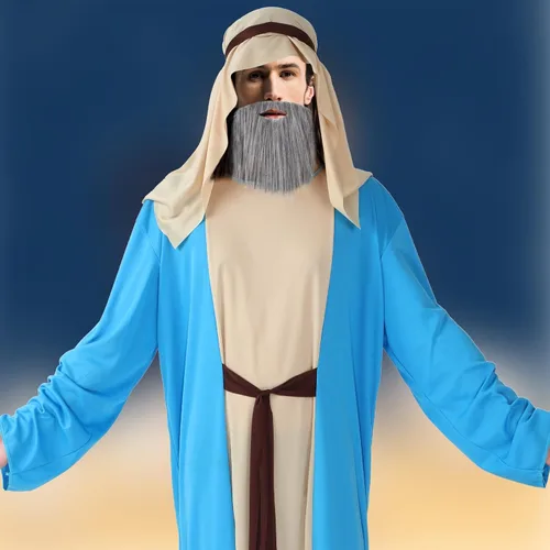 Vista 6 de Liitrsh Disfraz religioso bíblico de Noé de Jesús, 5 piezas, para hombre, accesorios de Halloween