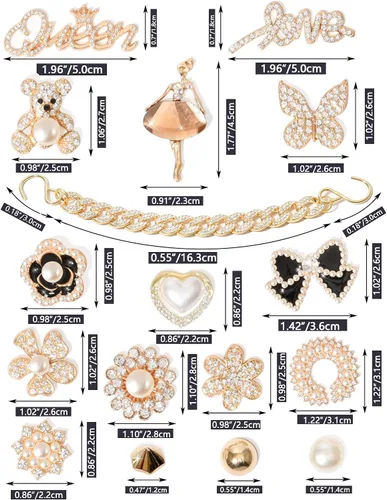 Vista 5 de Dijes brillantes para zapatos, decoraciones de zapatos de lujo con diamantes de imitación y cadenas de zapatos para zuecos zapatos de diseñador