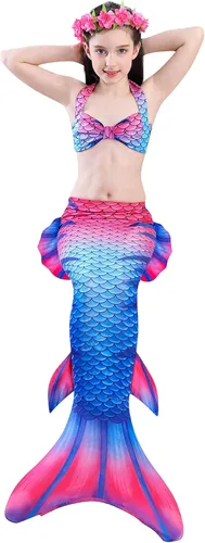 Vista 4 de Niñas Cola de sirena Natación Traje de baño Natación Ropa de playa Niños Sirena Traje de baño Halloween Cosplay Trajes
