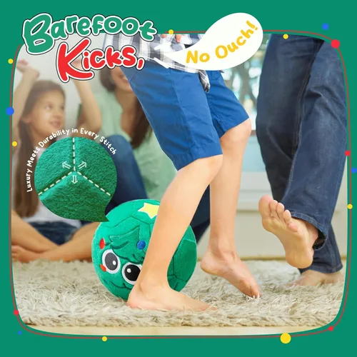 Vista 8 de VangeBow Pelotas de fútbol silenciosas para interiores para niños de 1 a 3 años, pelotas de fútbol hinchables de felpa suave para bebés y niños
