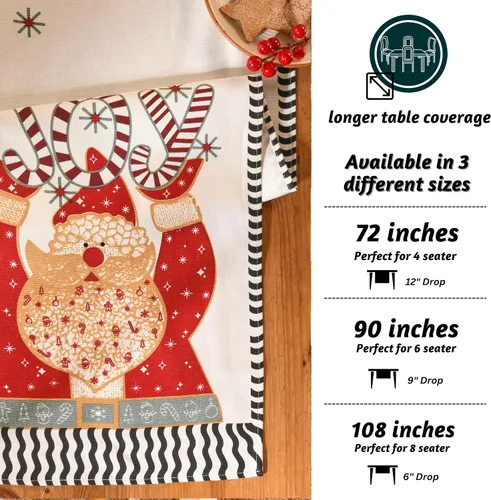 Vista 7 de Folkulture Camino de mesa navideño de 72 pulgadas de largo para decoraciones de mesa – camino de mesa rojo 100% algodón estilo rústico para café