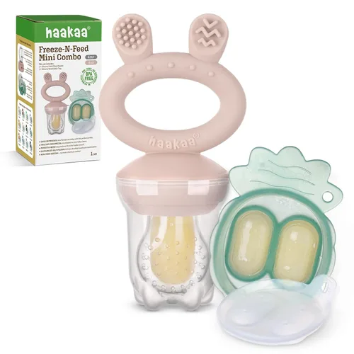 Vista 13 de haakaa Comedor de alimentos de frutas para bebé y mini bandeja de picar con congelador, moldes de piruleta de leche materna para alivio de Azul