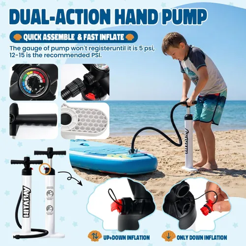 Vista 6 de Tabla de remo para niños con accesorios de SUP, tabla de remo para niños duradera, ligera y estable, cubierta antideslizante ancha, tablas de remo