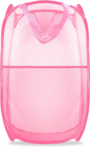 Vista 7 de Cesto de Ropa Plegable Pop Up, Cesta de Ropa de Malla Plegable Extra Grande, 28" x 16" x 16" (Negro)