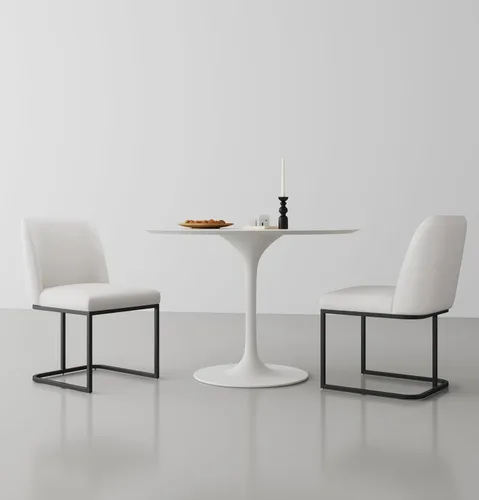 Vista 2 de Manhattan Comfort Serena - Silla de comedor de piel sintética de 18.7 pulgadas, color crema