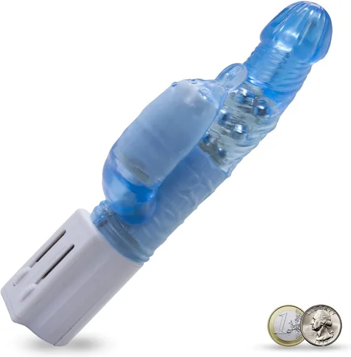 Vista 3 de LeLuv Conejo Vibrador Toadstool Tip Eje Remolino Silencioso Azul