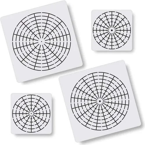 Vista 3 de 5 plantillas de mandala de plástico para pintar, herramienta de punteado de mandala 8/12/16 segmentos, plantilla de pared creativa de mandalass