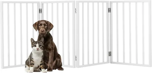 Vista 14 de Puerta para mascotas - Valla plegable de 3 paneles para perros de interior para escaleras, pasillos o puertas - Vallas para perros de madera