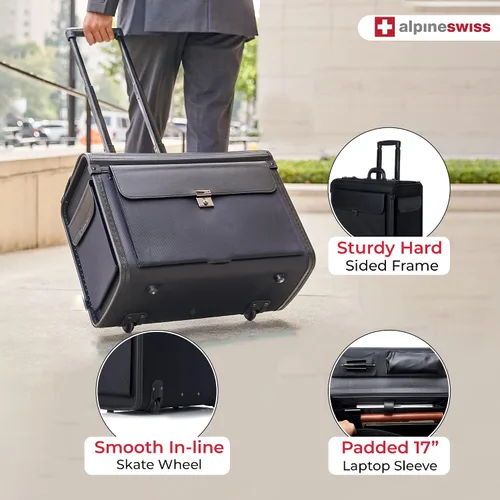 Vista 13 de Alpine Swiss Maletín para portátil con ruedas de 17" con ruedas Attache Abogados Case Legal Size Negro