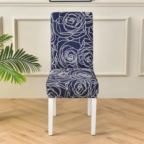 Vista 3 de Juego de 4 fundas para sillas de comedor, elásticas de elastano estampadas, fundas para sillas de comedor, lavables, extraíbles para sillas Parsons