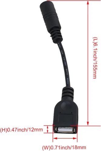 Vista 5 de USB hembra a CC 0.217 x 0.083 in hembra de fuente de alimentación de CC Cable adaptador de cable de extensión paquete de 2