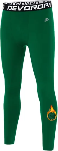 Vista 28 de DEVOROPA - Leggings de compresión para niños, mallas deportivas con forro polar, capa base térmica Verde militar (forro polar)