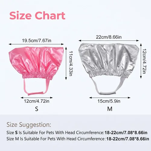 Vista 2 de 2Pcs Waterproof Pet Shower Cap Reusable Dog Bonnet for Bathing S&M