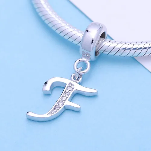 Vista 2 de SoulBeads - Colgantes de plata fina 0,925 de letra inicial, alfabeto A-Z. Dije con cristales compatibles con brazaletes europeos