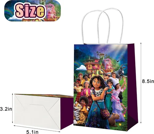 Vista 2 de Mukity 24 bolsas de regalo para fiestas de Encanto – Suministros de fiesta de película mágica, bolsas de dulces de Encanto, bolsas de mano y bolsas