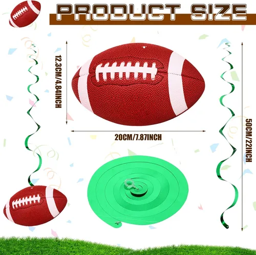 Vista 2 de 24 piezas de decoraciones de fiesta de fútbol de 7.9 pulgadas, remolinos colgantes de fútbol, suministros para fiestas de fútbol, remolinos