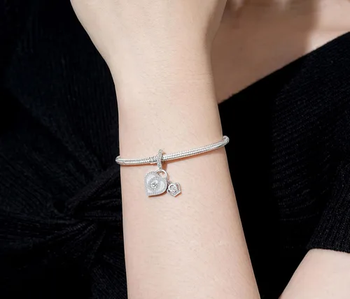 Vista 4 de Dijes de plata de ley 925 para pulsera y collar Pandora, regalos de joyería para mujeres