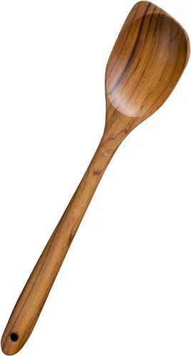 Vista 11 de FAAY Cucharas de cocina y ensalada de teca tailandesa (paquete de 2), 9.5 pulgadas, hechas a mano en Tailandia, acabado de aceite de coco natural