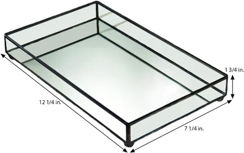 Vista 3 de J Devlin - Bandeja de cristal con espejo para tocador de baño, decoración TRA 108