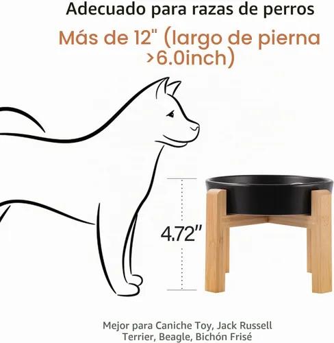 Vista 2 de Cuenco de cerámica negra para perros de raza pequeña y media, cuenco elevado de alimentación lenta de 6.1 pulgadas, cuenco de comida para perros