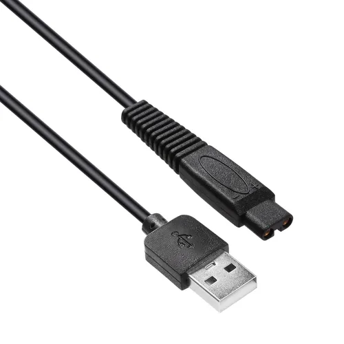 Vista 2 de Cable de carga de repuesto para Hatteker Shaver Electric, Micro Touch Solo Trimmer Razor, Pitbull Skull Shaver, cable de carga USB con cepillo