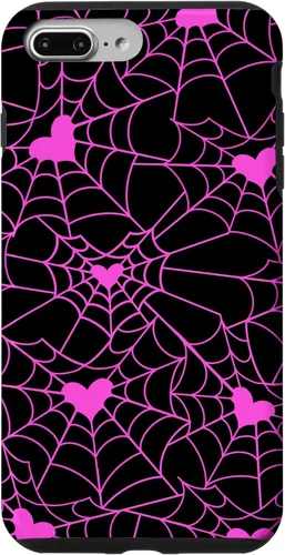Vista 11 de Carcasa para iPhone 11 con diseño de telaraña, color rosa y negro
