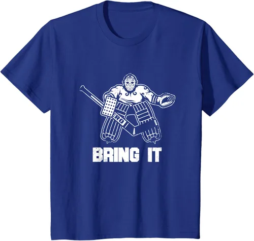 Vista 35 de Divertida camiseta gráfica de ropa de portero de hockey sobre hielo, Negro, S