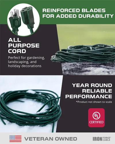 Vista 7 de Iron Forge Cable Cable de extensión resistente a la intemperie de 6 pies para exteriores – 16/3 SJTW resistente cable de extensión verde de 3