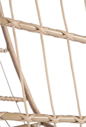 Vista 3 de Jardín al aire libre Rattan Huevo Swing Silla Colgante Silla Madera+Cojín Rojo