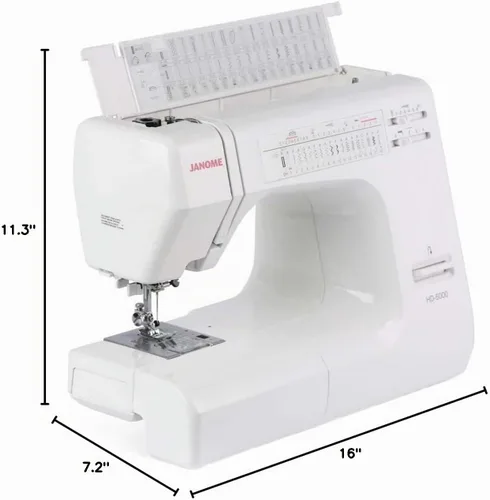 Vista 8 de Janome HD5000 Máquina de coser resistente para principiantes, máquinas de coser mecánicas portátiles con accesorios y cubierta, máquina de coser
