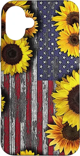 Vista 23 de American Flag with Sunflowers Case for iPhone 17