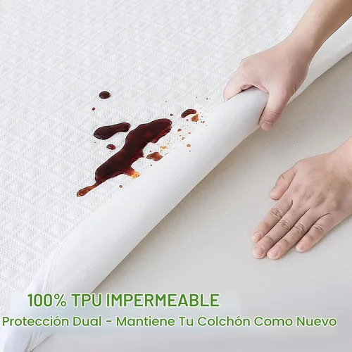 Vista 3 de KUUP - Protector de colchón impermeable tamaño individual, hipoalergénico, sin olor, rayón derivado del bambú, transpirable, refrescante, sin ruido