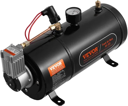 Vista 8 de VEVOR Compresor de aire de 12 V con tanque de 0.8 galones/3 L, compresor de aire de bocinas de tren, sistema de compresor de aire a bordo de 120 psi