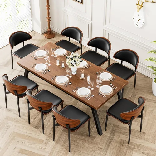 Vista 22 de YaFiti Juego de 2 sillas de comedor, sillas de comedor y cocina modernas de mediados de siglo, sillas tapizadas de piel sintética con diamantes