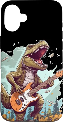 Vista 23 de Funda para iPhone 16 Cool Tyrannosaurus Rex con bajo para amantes de los dinosaurios