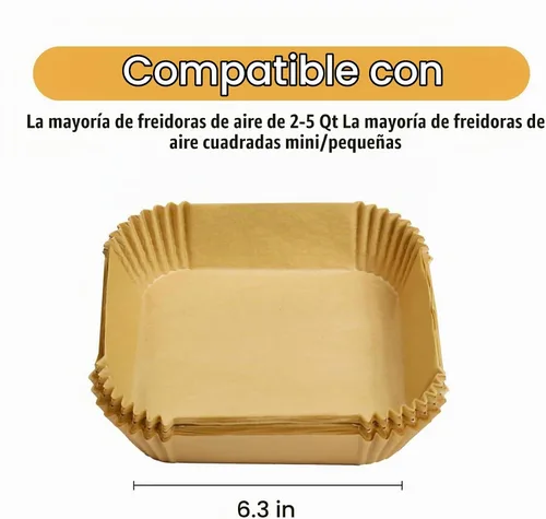 Vista 2 de Mini Forros para Freidora de Aire Desechables para la Mayoría de las Freidoras de Aire Pequeñas de 2-5 Qt, 100 Piezas de Papel Pergamino Pequeño