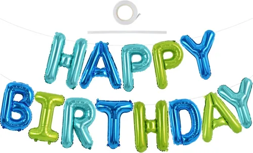 Vista 42 de TONIFUL Pancarta de Globos Negros de Feliz Cumpleaños de 16 Pulgadas con Letras de Papel de Aluminio Mylar, Cartel Banderín Reutilizable